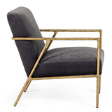 Gibbons Modern Grey Velvet + Forged Gold Accent Chair