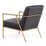 Gibbons Modern Grey Velvet + Forged Gold Accent Chair