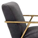 Gibbons Modern Grey Velvet + Forged Gold Accent Chair