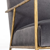 Gibbons Modern Grey Velvet + Forged Gold Accent Chair