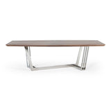 Gilroy Modern Walnut & Stainless Steel Dining Table