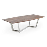 Gilroy Modern Walnut & Stainless Steel Dining Table