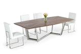 Gilroy Modern Walnut & Stainless Steel Dining Table