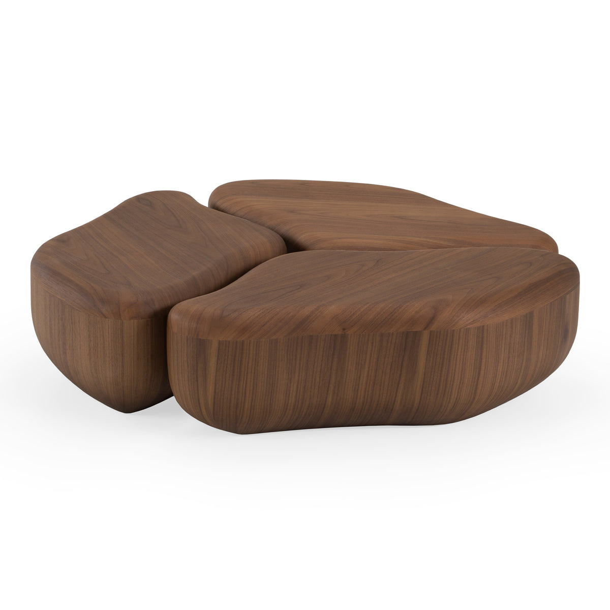 Gimbal Modern 3-Piece Walnut Coffee Table