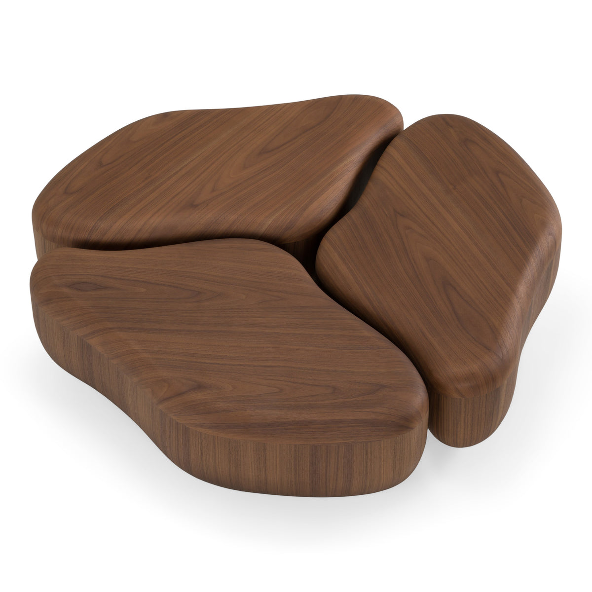 Gimbal Modern 3-Piece Walnut Coffee Table