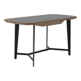 Girard Modern Walnut & Black Glass Desk