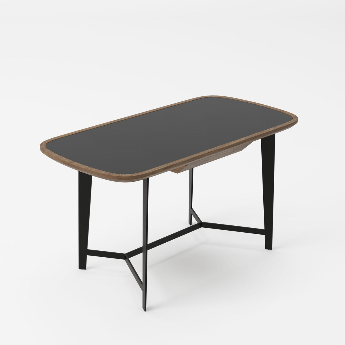 Girard Modern Walnut & Black Glass Desk
