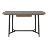 Girard Modern Walnut & Black Glass Desk