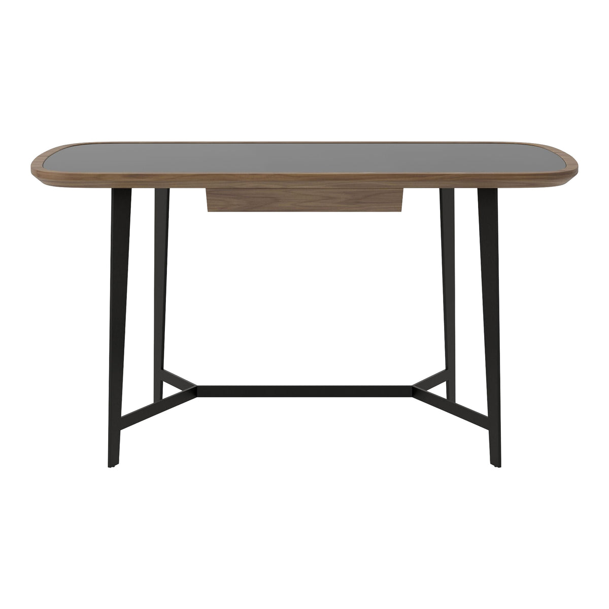 Girard Modern Walnut & Black Glass Desk