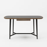 Girard Modern Walnut & Black Glass Desk
