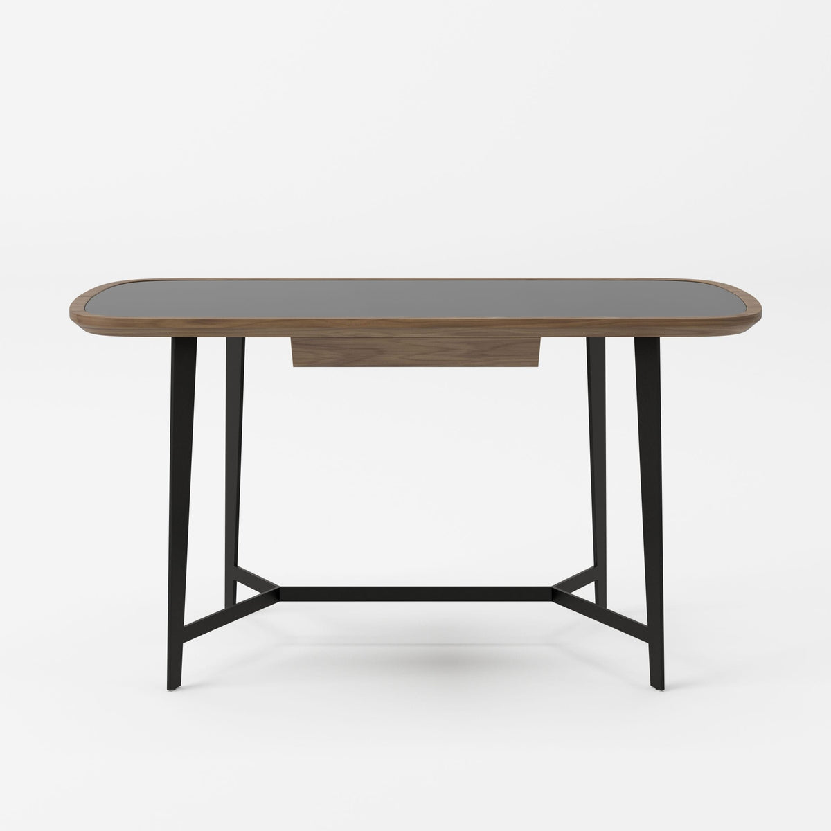 Girard Modern Walnut & Black Glass Desk