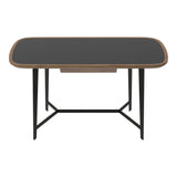 Girard Modern Walnut & Black Glass Desk