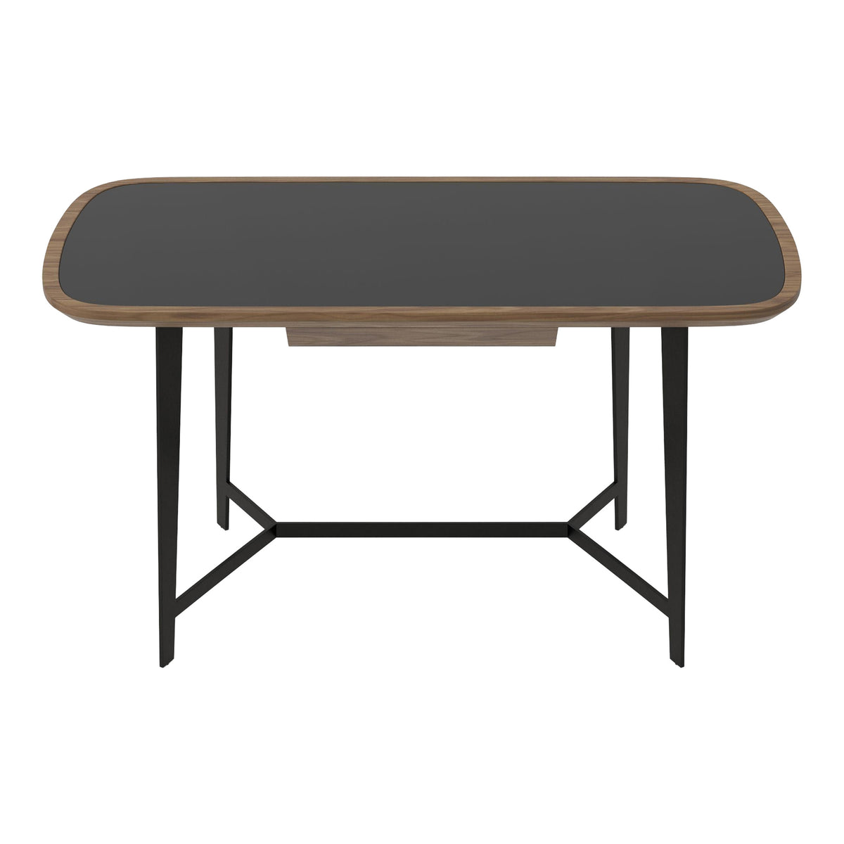 Girard Modern Walnut & Black Glass Desk
