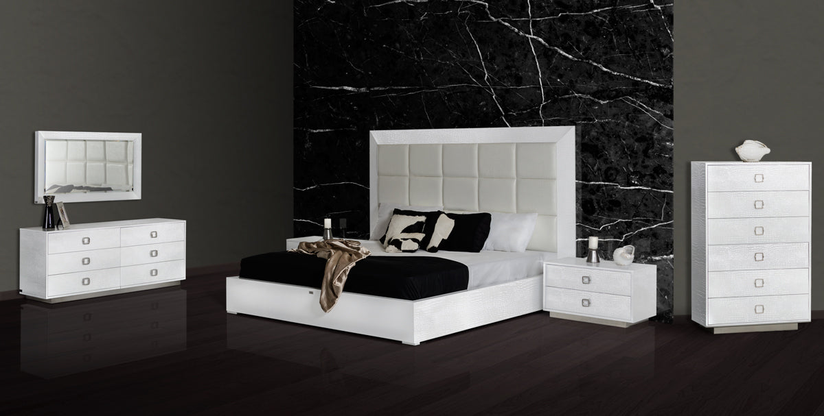California King Victoria Modern White Crocodile Bedroom Set