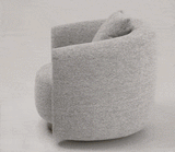 Glimpse Modern White & Brown Fabric + Antique Brass Swivel Accent Chair