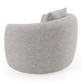 Glimpse Modern White & Brown Fabric + Antique Brass Swivel Accent Chair