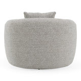 Glimpse Modern White & Brown Fabric + Antique Brass Swivel Accent Chair