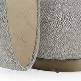 Glimpse Modern White & Brown Fabric + Antique Brass Swivel Accent Chair