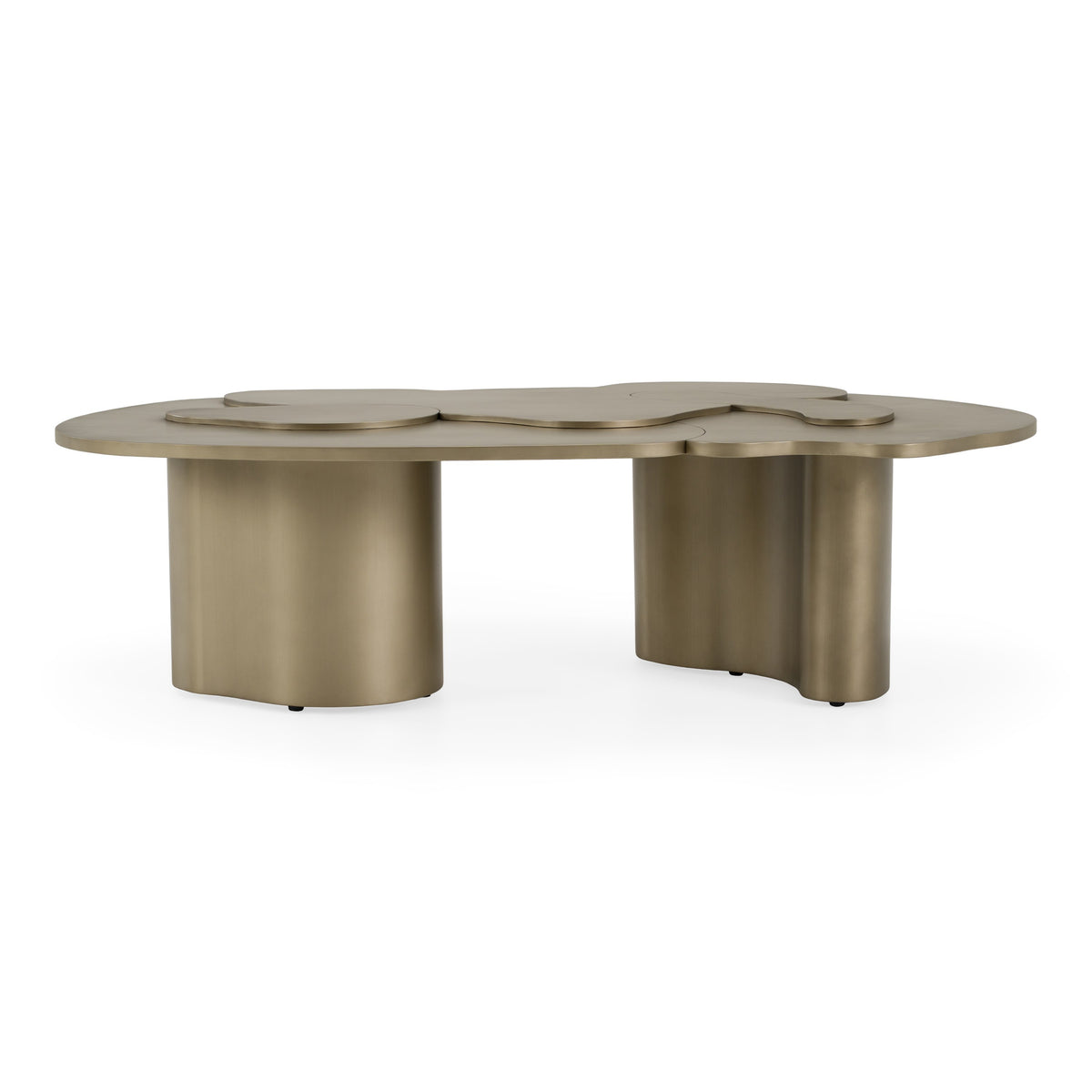 Glimpse Modern Antique Brass Nesting Coffee Table Set