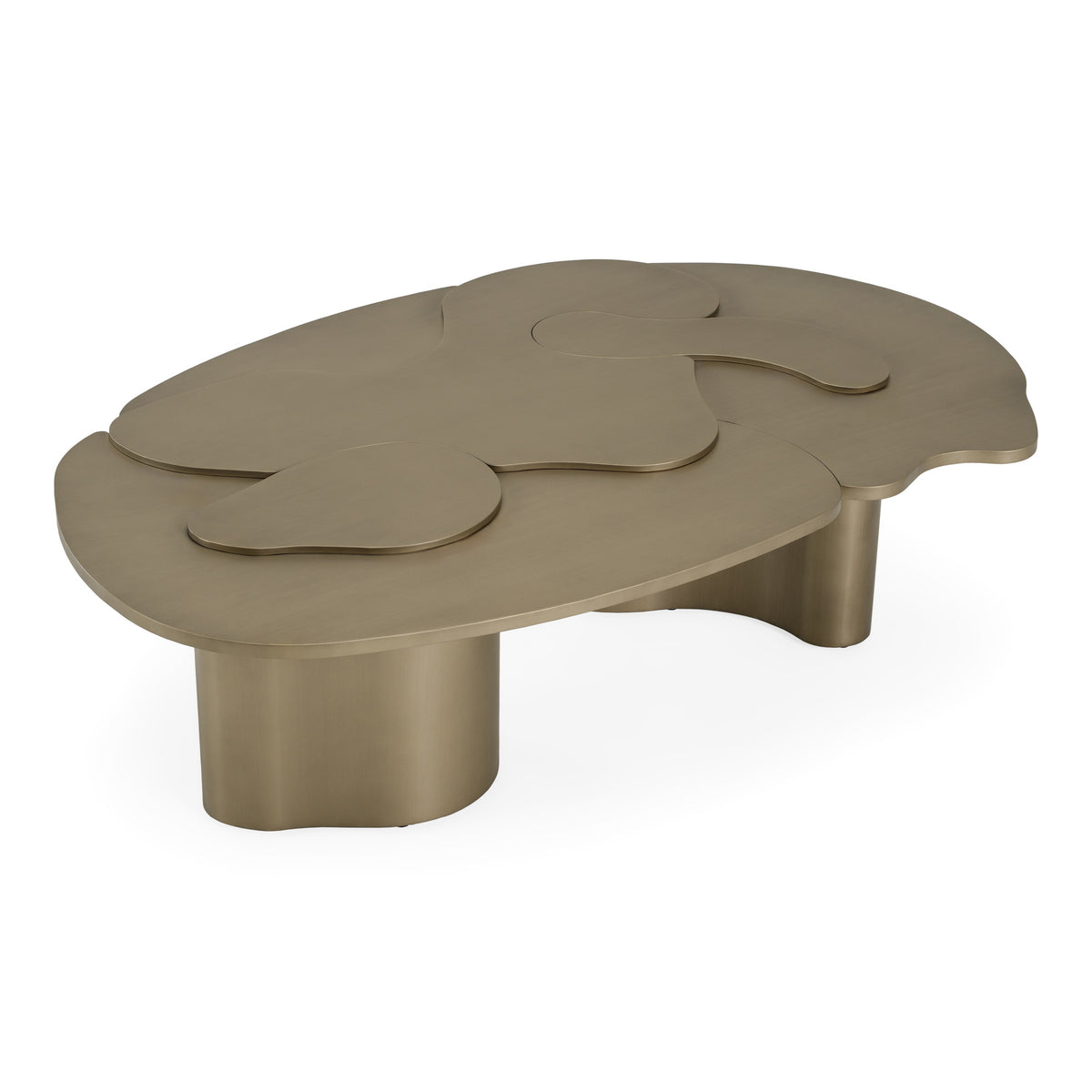 Glimpse Modern Antique Brass Nesting Coffee Table Set
