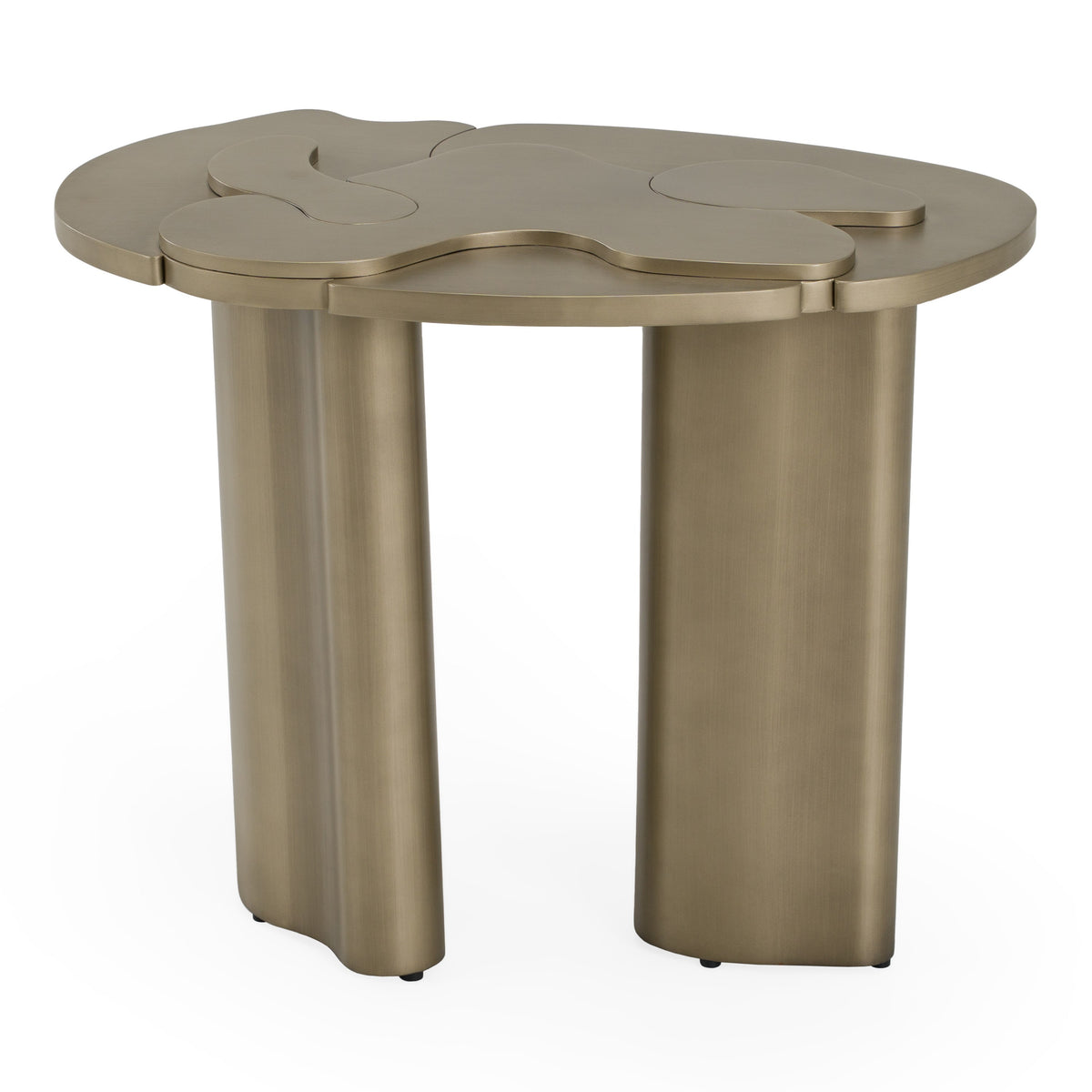 Glimpse Modern Antique Brass Nesting Coffee Table Set
