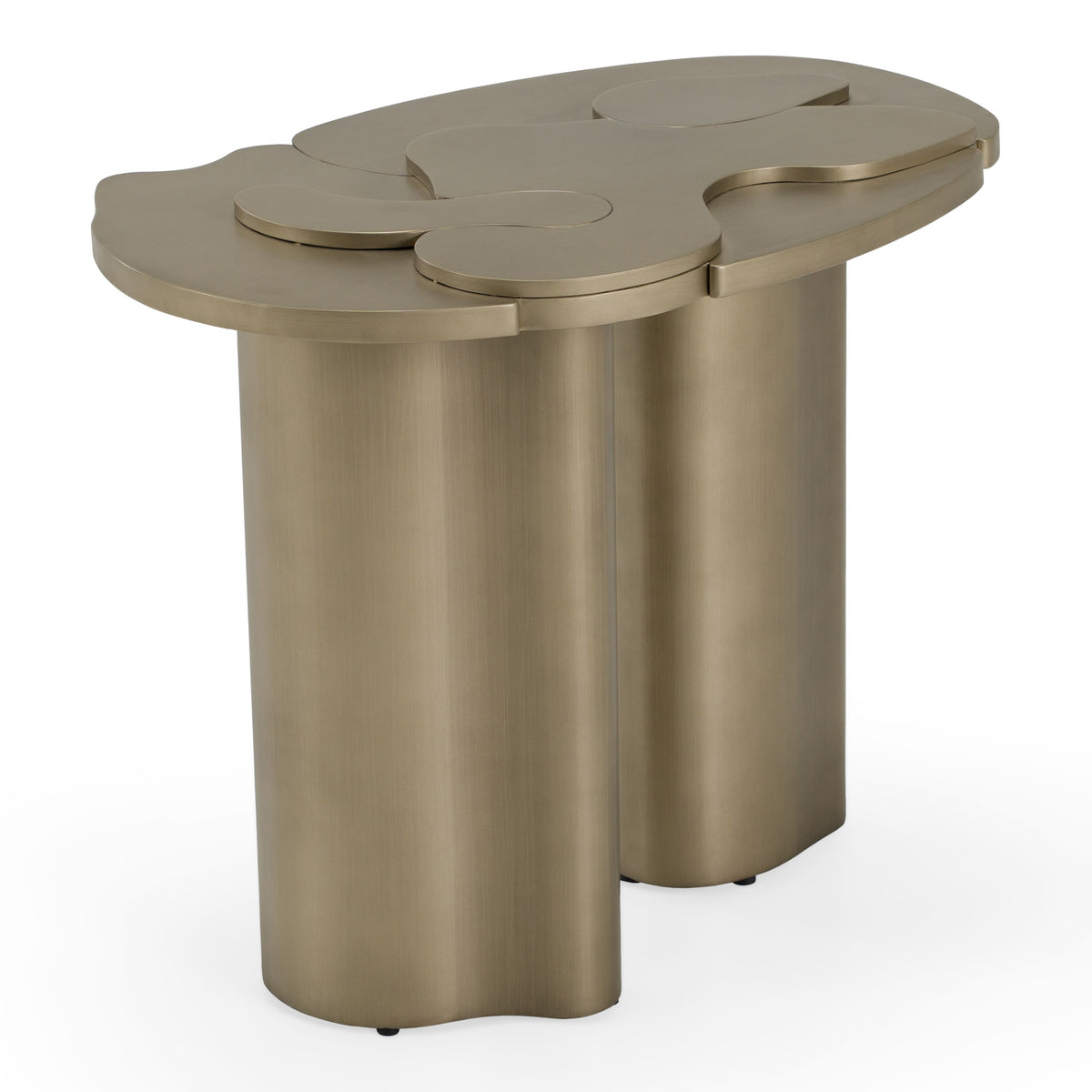 Glimpse Modern Antique Brass Nesting Coffee Table Set