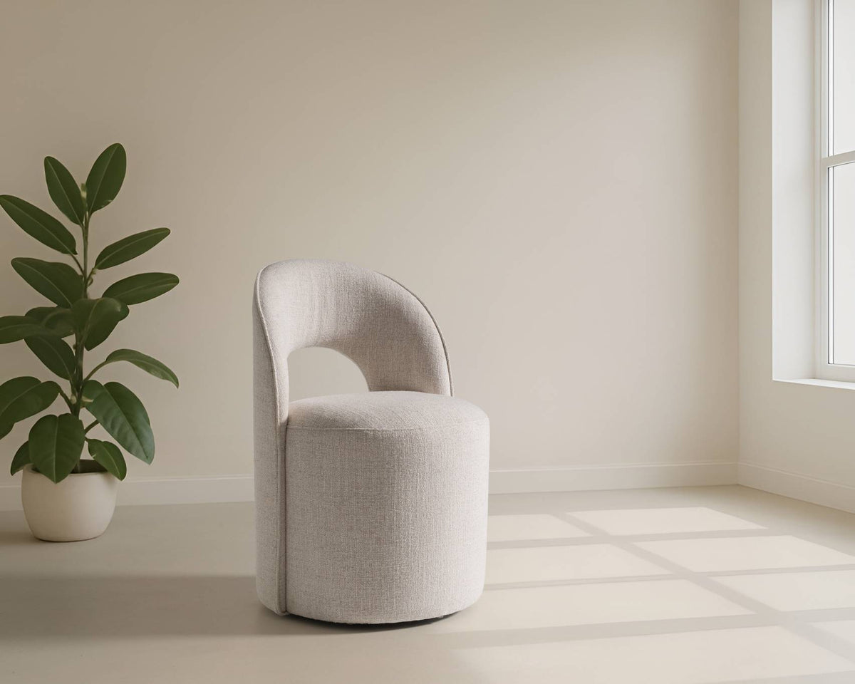 Gordon Modern Cream Fabric Swivel Dining Chair