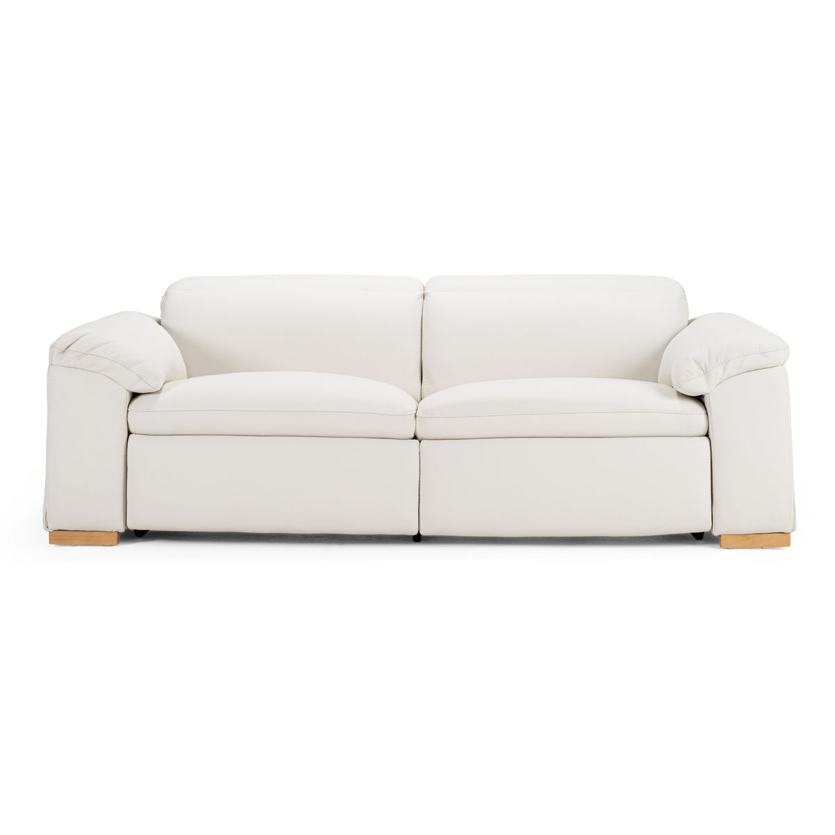 Gregory Modern Off-White Leather Sofa with 2 Recliners