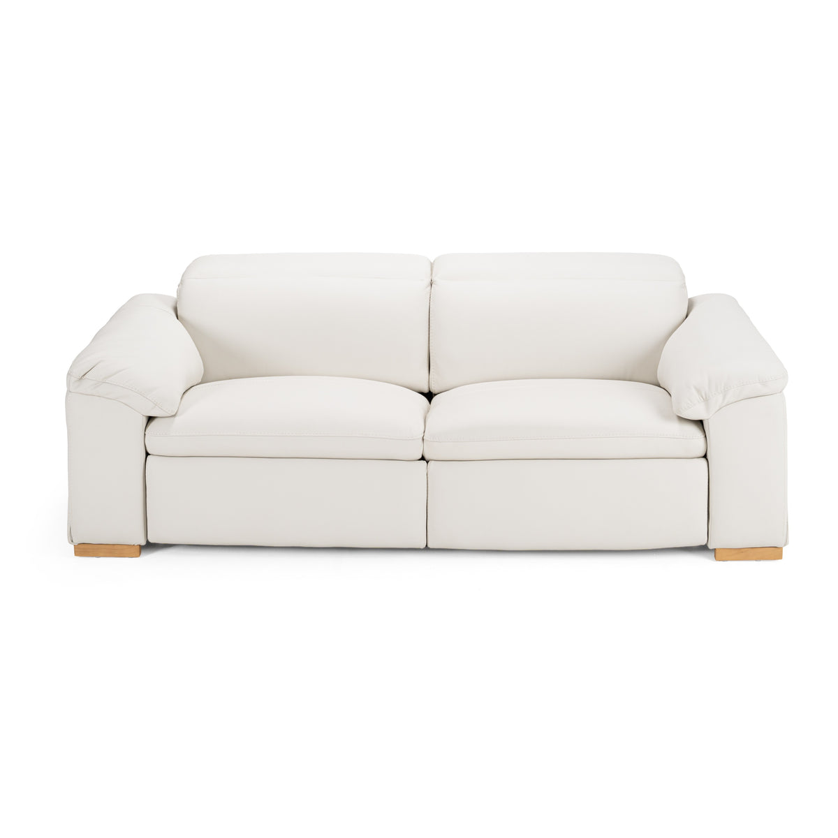 Gregory Modern Off-White Leather Sofa with 2 Recliners