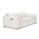 Gregory Modern Off-White Leather Sofa with 2 Recliners