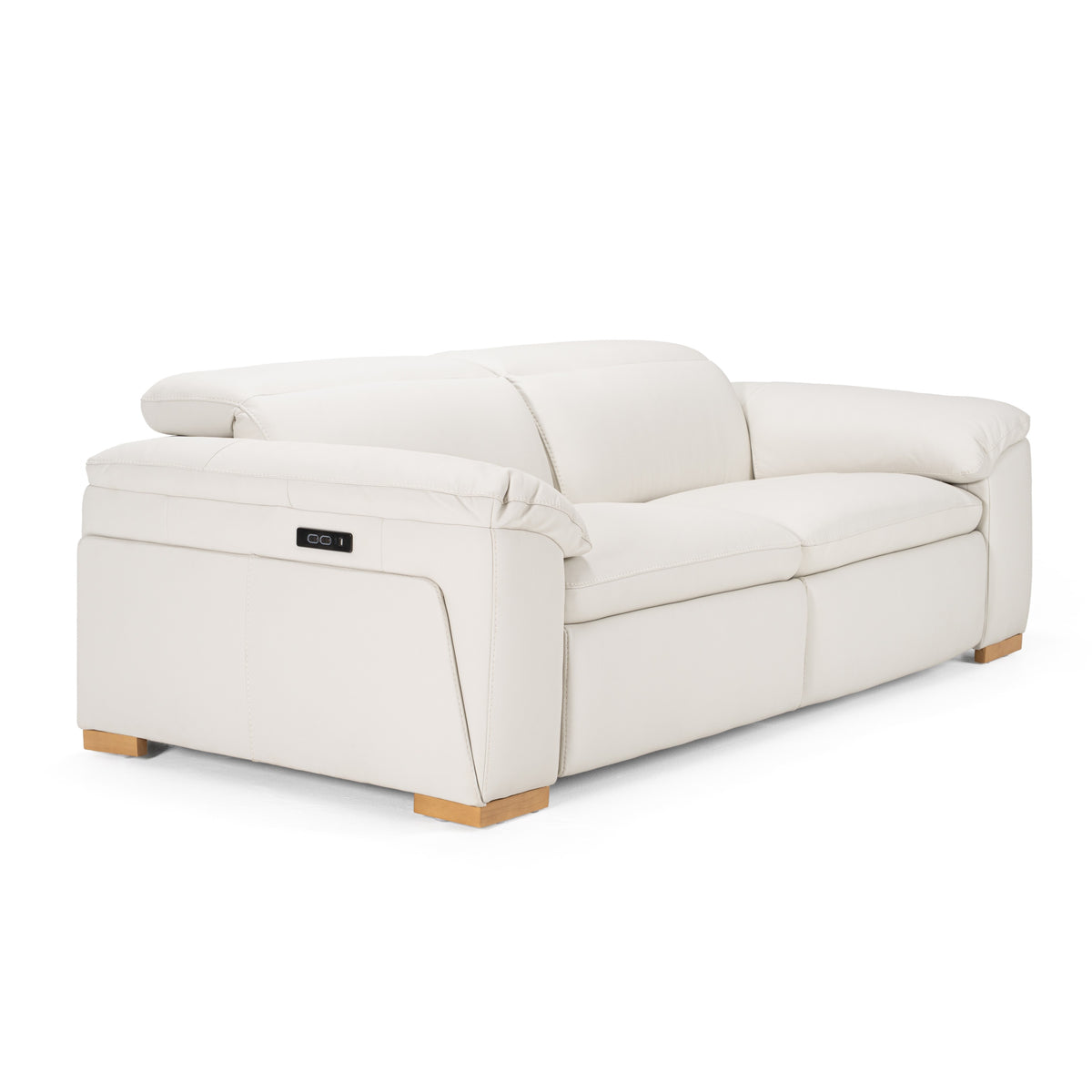 Gregory Modern Off-White Leather Sofa with 2 Recliners