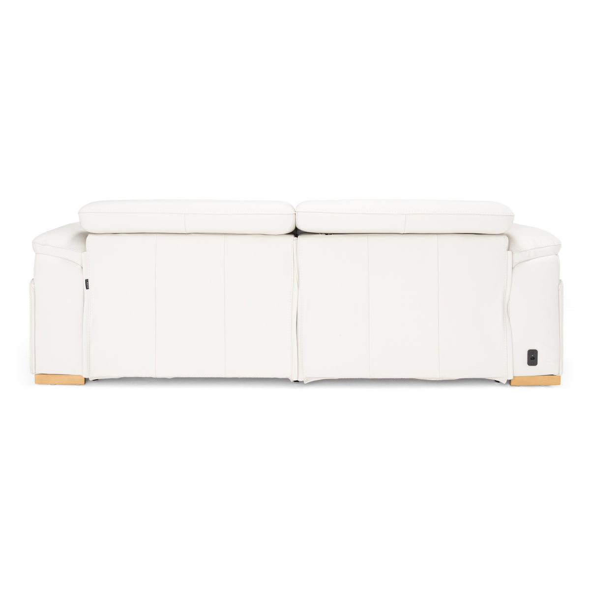 Gregory Modern Off-White Leather Sofa with 2 Recliners
