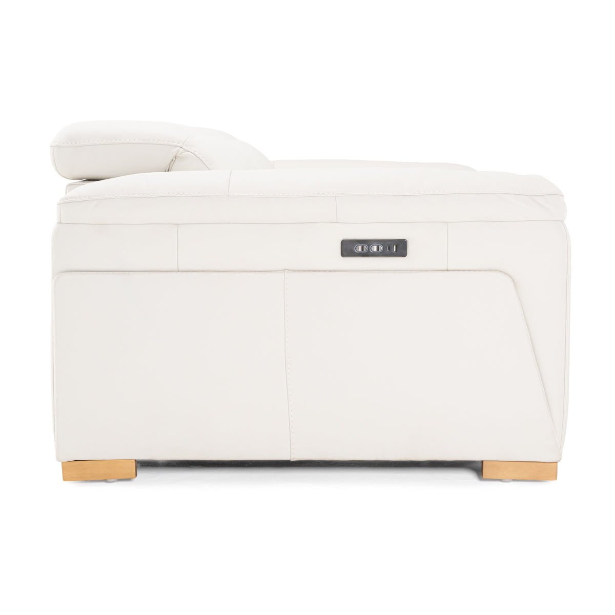 Gregory Modern Off-White Leather Sofa with 2 Recliners