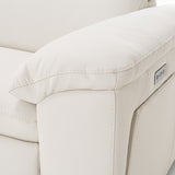 Gregory Modern Off-White Leather Sofa with 2 Recliners