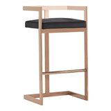 Halifax Modern Black Velvet & Rosegold Bar Stool