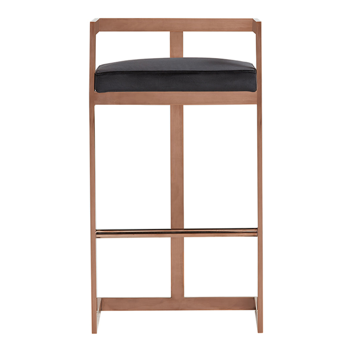 Halifax Modern Black Velvet & Rosegold Bar Stool