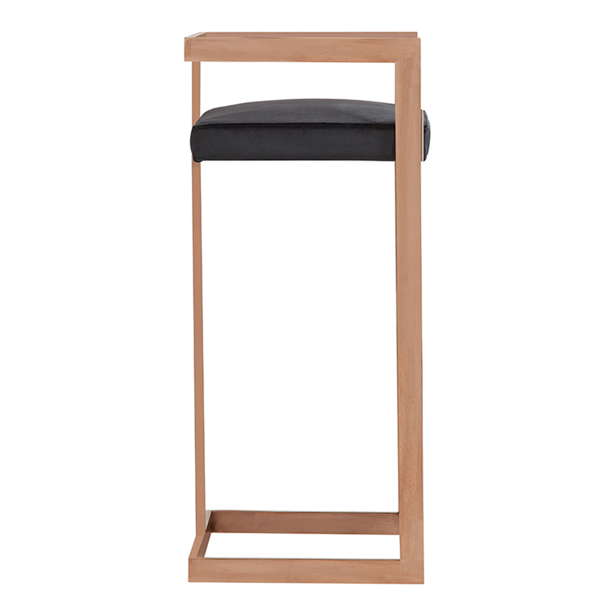 Halifax Modern Black Velvet & Rosegold Bar Stool