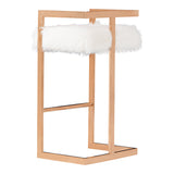 Halifax Modern White Faux Fur & Rosegold Bar Stool