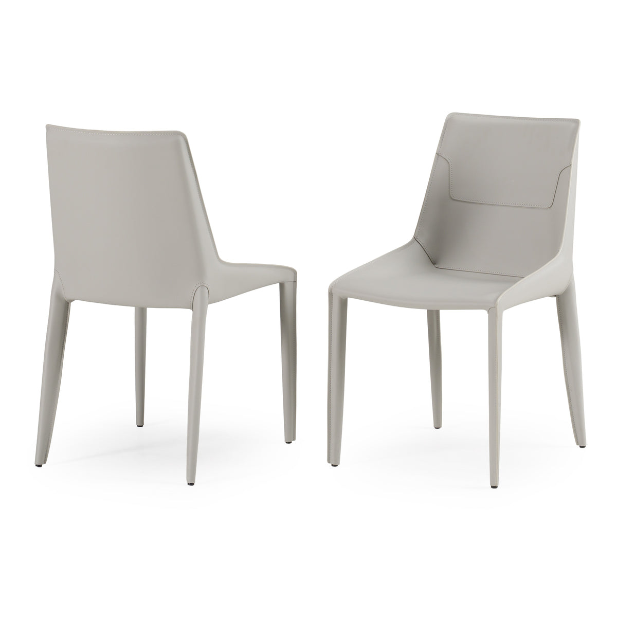 Halo Modern Light Grey Saddle Leather Dining Chair (Set of 2)