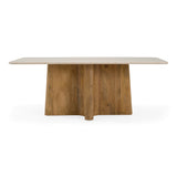 Harley Modern Cream Marble + Mango Wood Rectangular Dining Table