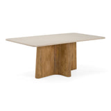 Harley Modern Cream Marble + Mango Wood Rectangular Dining Table