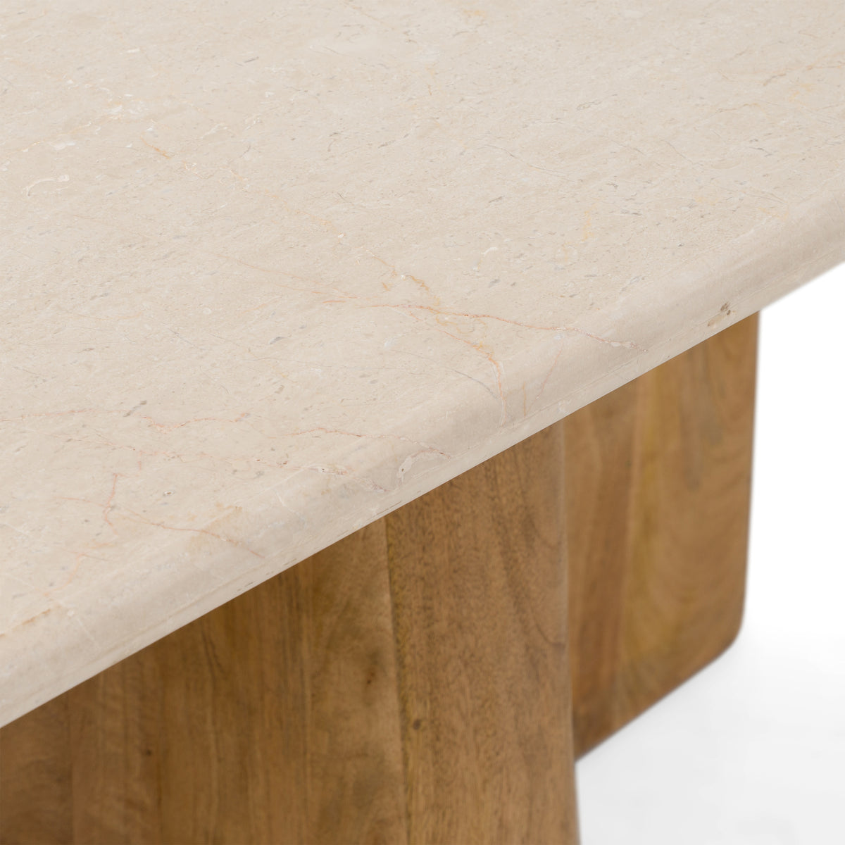 Harley Modern Cream Marble + Mango Wood Rectangular Dining Table