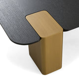 Harold Modern Black + Brushed Gold Oak Square Nesting Coffee Table Set