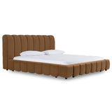 Harris + Roma Modern Brown Fabric + Faux Travertine 4-Piece Bedroom Set