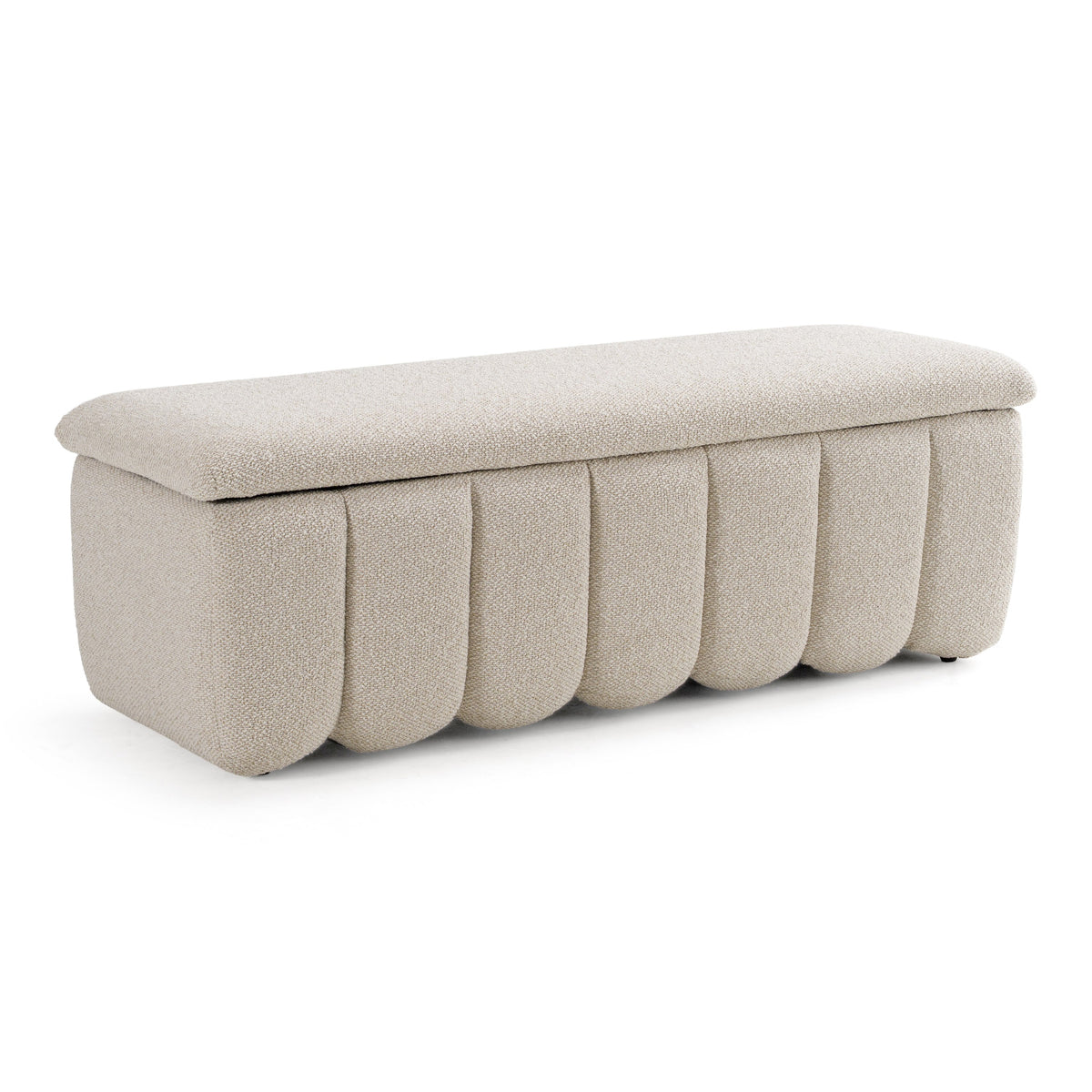 Harris Modern Off-White Fabric Bench with Storage