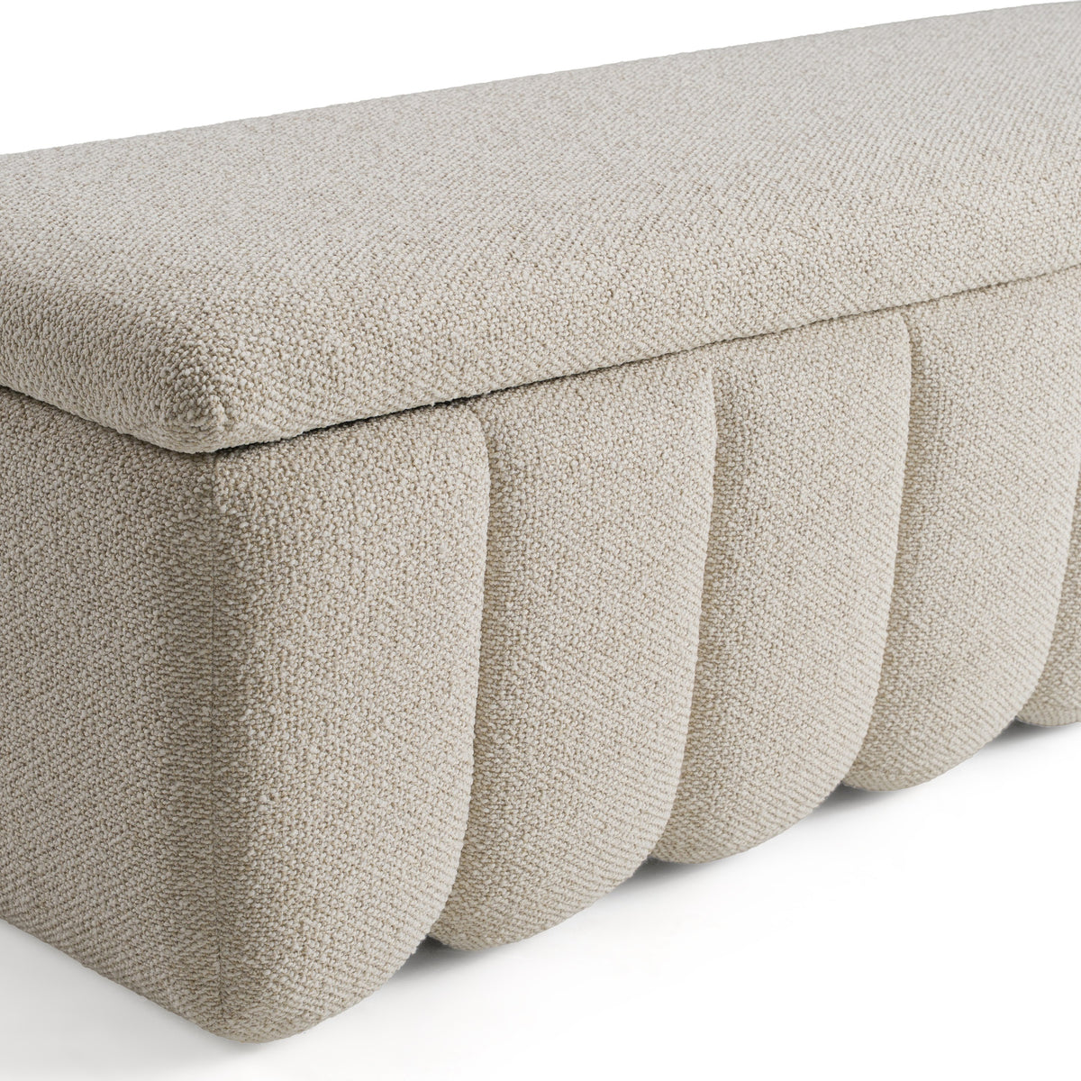 Harris Modern Off-White Fabric Bench with Storage
