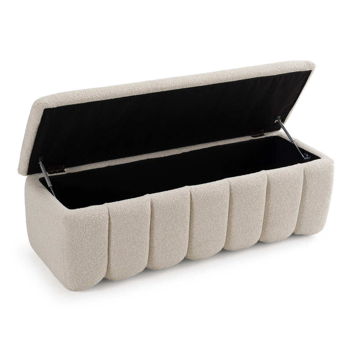 Harris Modern Off-White Fabric Bench with Storage