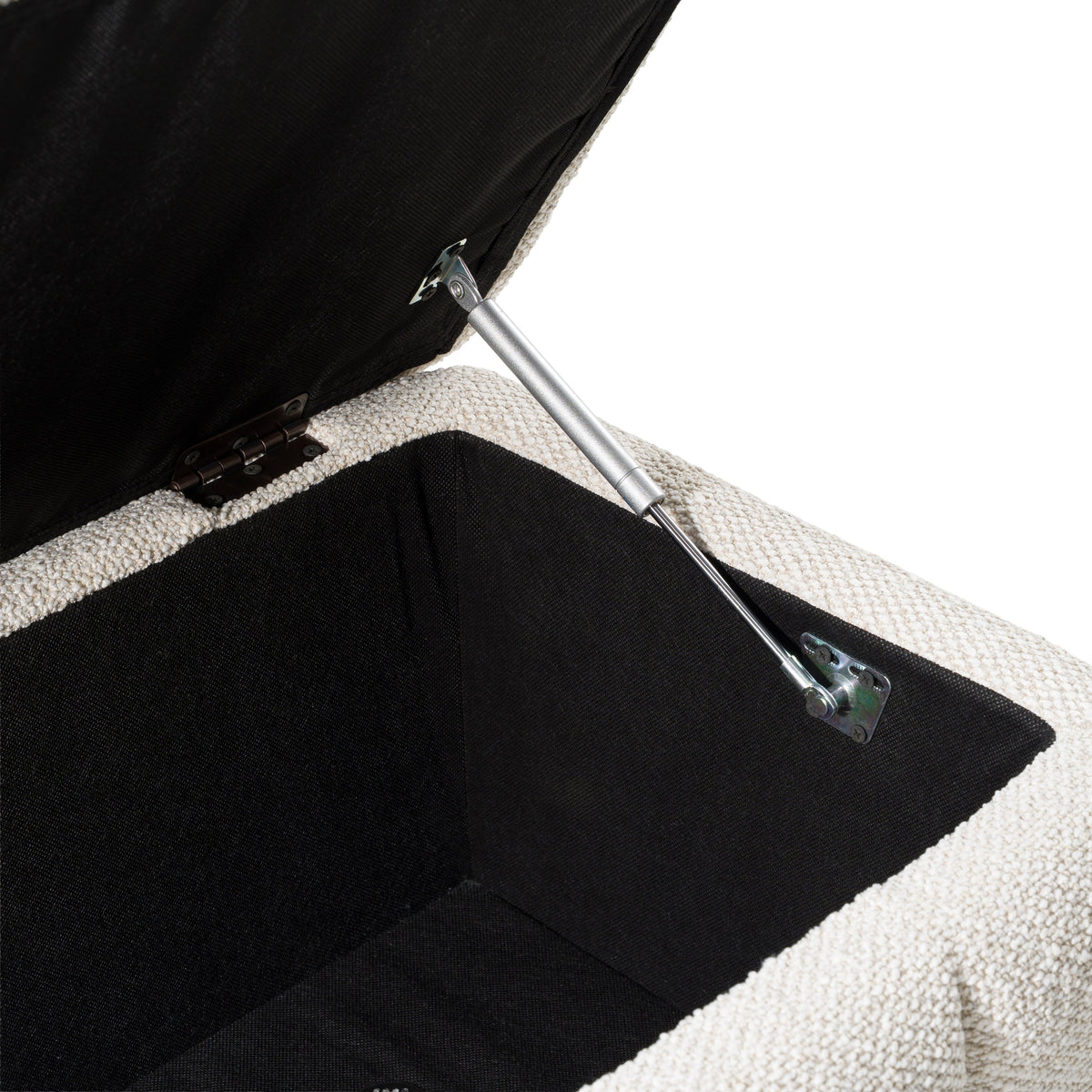 Harris Modern Off-White Fabric Bench with Storage