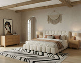 Harris Modern Off-White Fabric Bed