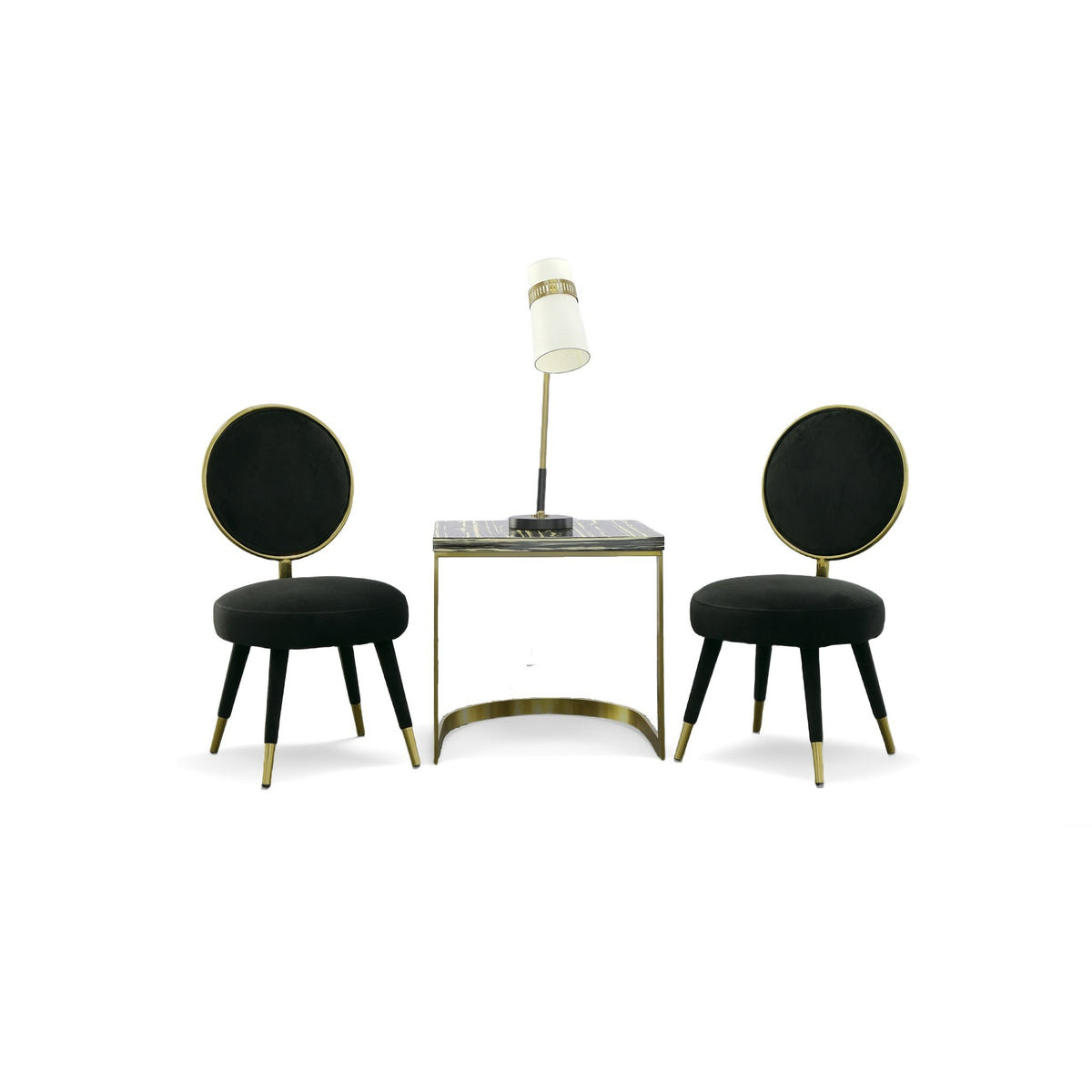Haswell Glam Black Velvet Accent Chair (Set of Two)